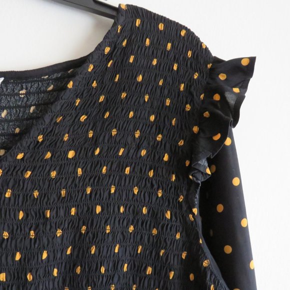 BeachLunchLounge Women’s Dress Polka Dot Shirred Long Sleeves Dress XL - Picture 7 of 12